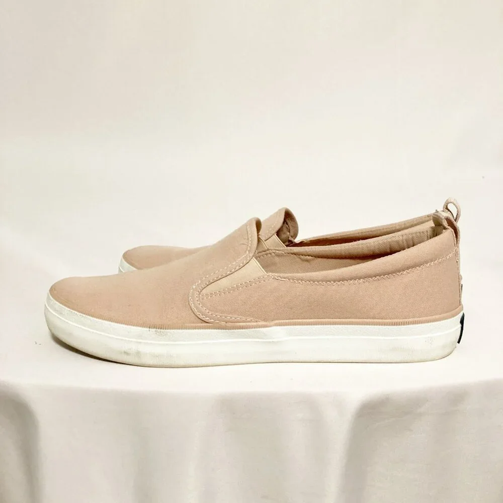 Sperry Twin Crest Sneaker Size 10 Slip-On Cork Insole Rose Canvas Seacycled